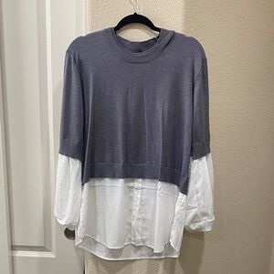 Truth Gray and White Layered Blouse